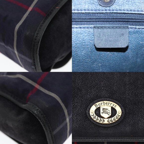Burberrys Nova Check Shoulder Bag Canvas Navy Gold Auth 92324 - Picture 16 of 16